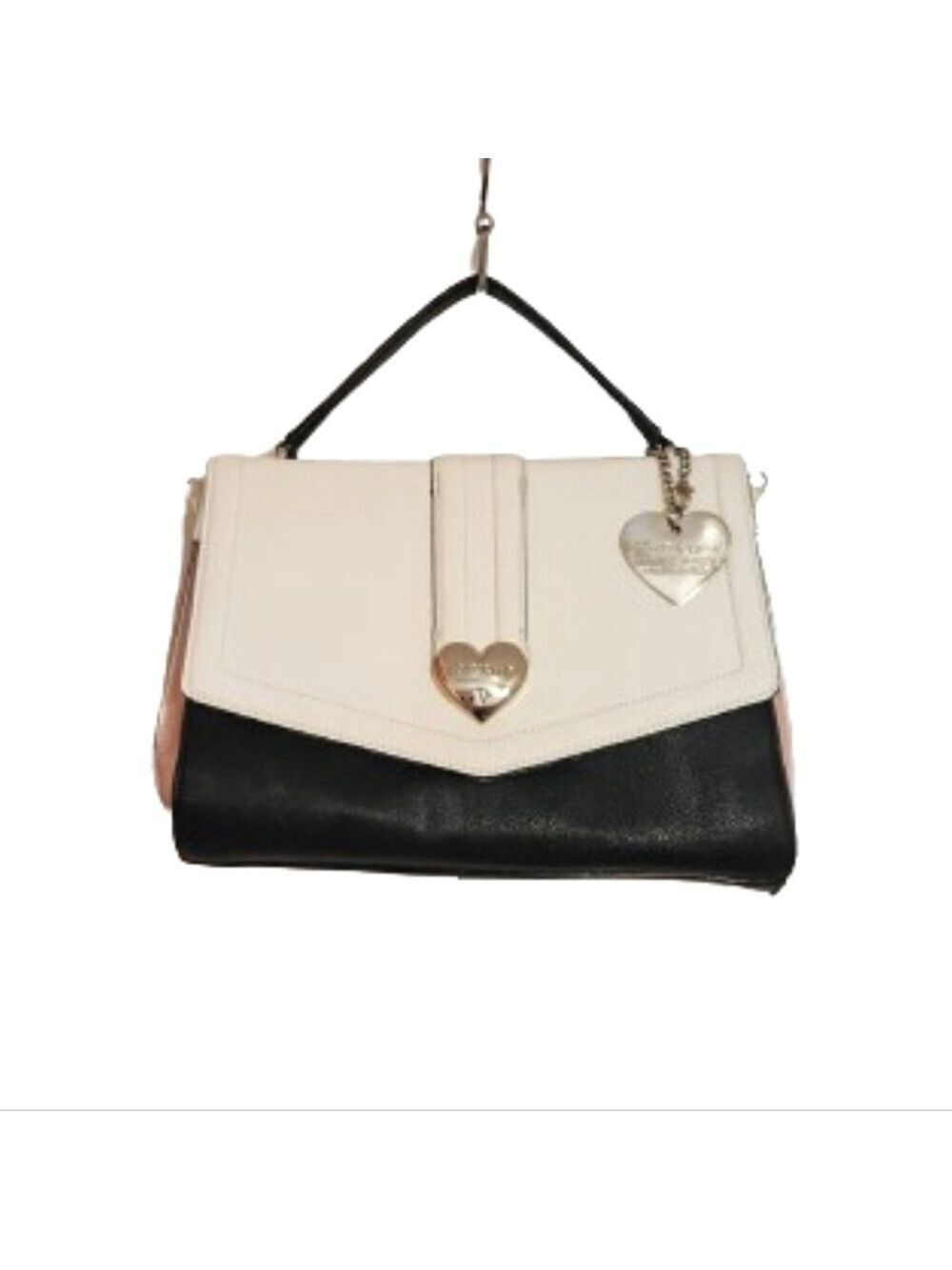 Betsey Johnson White Black Faux Leather Satchel